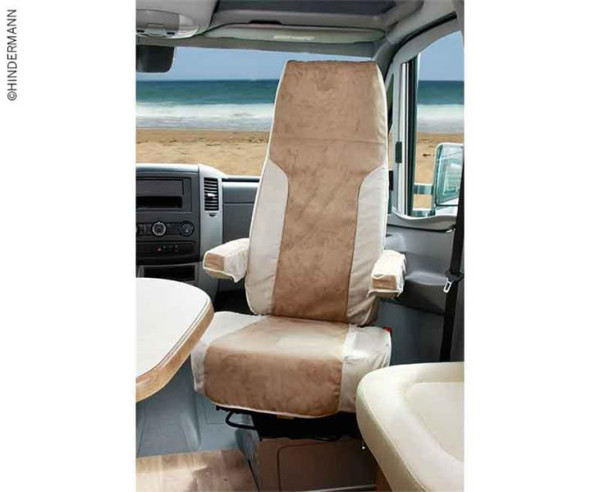 Potah sedadla ochranný 2dílný Hindermann pro Fiat Ducato Typ 250/290 a sedadla ISRI (od 2007, velur/imitace kůže Alcatraz, béžový/pískový)