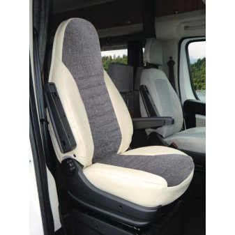 Ochranné potahy sedadel pro Fiat Ducato / obytná auta (sada 2 ks, béžovo-šedá, včetně opěrek hlavy)