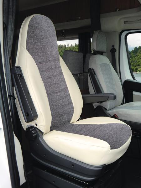 Ochranné potahy sedadel pro Fiat Ducato / obytná auta (sada 2 ks, béžovo-šedá, včetně opěrek hlavy)