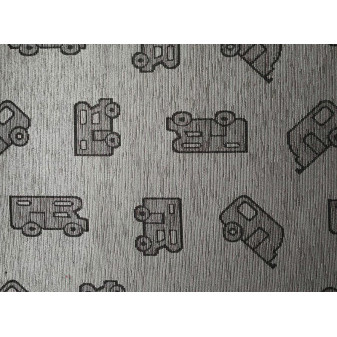 Obývací koberec 50×150 cm – šedý, motiv karavanů