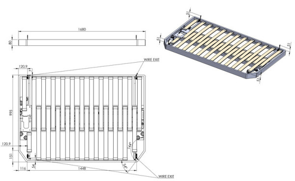 Elektrické zvedací lůžko Carbest (1755 x 1325 mm, 12V, nosnost 400 kg, včetně matrace)