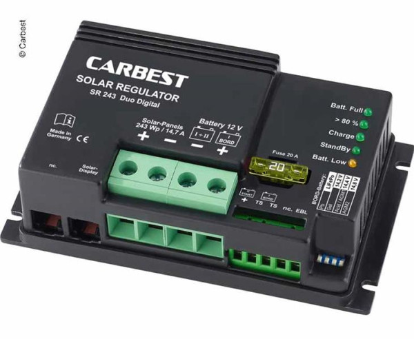 Regulátor solární Carbest SR243 Duo Digital, 240 Wp, 12 V, pro dvě baterie