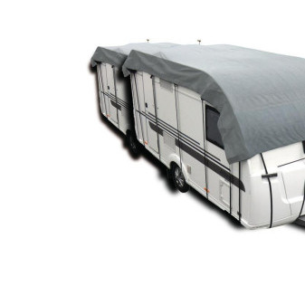 Plachta střešní ochranná na karavan do šířky 230 cm, rozměry 505 × 300 cm, 3vrstvá tkanina SFS 160 g/m2, šedá barva