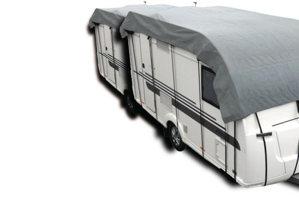 Plachta střešní ochranná na karavan do šířky 230 cm, rozměry 505 × 300 cm, 3vrstvá tkanina SFS 160 g/m2, šedá barva