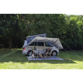 Plachta sluneční RE-TENT Mauritius 460 pro dodávky a karavany (460 × 300 cm, recyklovaný PET, dvojitý kedr  Ř 5/8 mm)