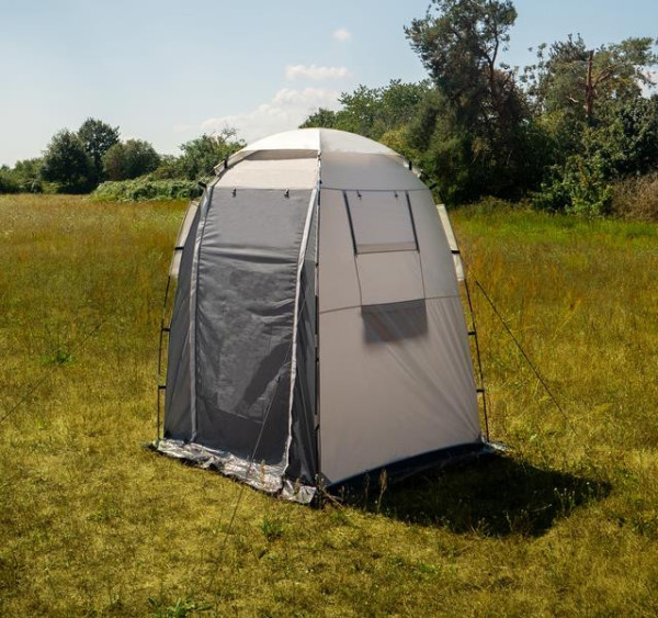 Stan sprchový a převlékací Campalto světle šedý a antracitový 150 × 150 cm výška 210 cm s odnímatelnou podlážkou