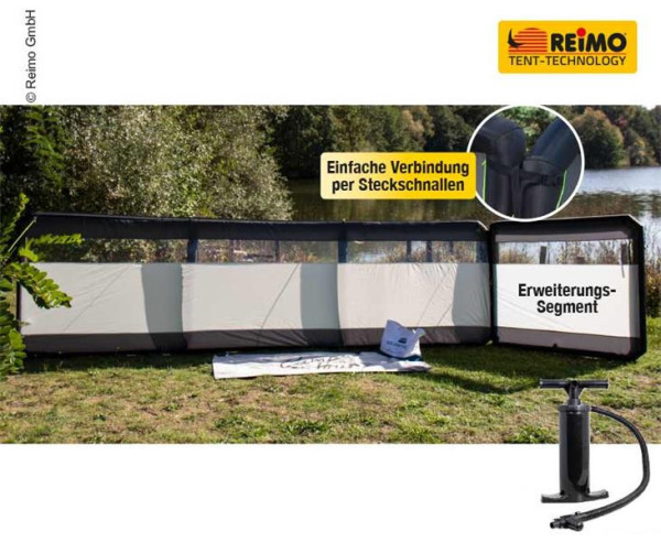 Zástěna proti větru nafukovací Hooge Air 160, rozšiřující modul 160 × 140 cm s průhlednými okny, bez pumpy
