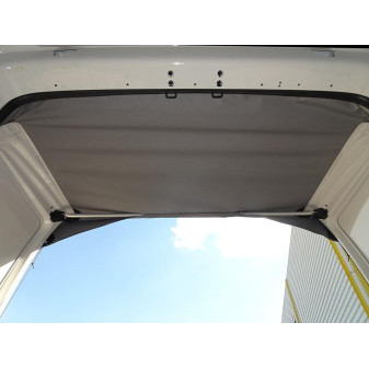 Stříška zadní sluneční pro VW T5 / T6 / T6.1 (přes výklopné dveře, Reimo Tent Technology, 160 × 80 cm, vodní sloupec 3000 mm, šedá)