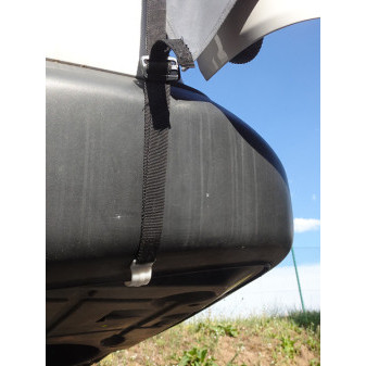 Stříška zadní sluneční pro VW T5 / T6 / T6.1 (přes výklopné dveře, Reimo Tent Technology, 160 × 80 cm, vodní sloupec 3000 mm, šedá)