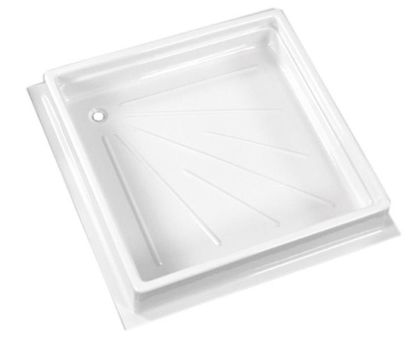 Vanička sprchová plastová ABS 600 × 600 × 102 mm s lemem a protiskluzovým profilem, bílá