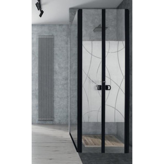 Dvoukřídlé sprchové dveře z PMMA do karavanu, 650 × 1800 mm, černé profily