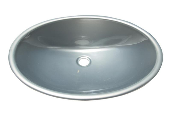 Umyvadlo plastové oválné 440 × 270 × 150 mm, lesklá stříbrná