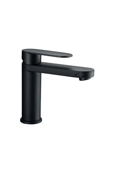 Baterie vodovodní páková směšovací LINNEA K koupelnová, plast, matná černá barva, výška 165 mm, otočné ramínko 120°, s mikrospínačem (5 A), tlaková odolnost do 5 bar