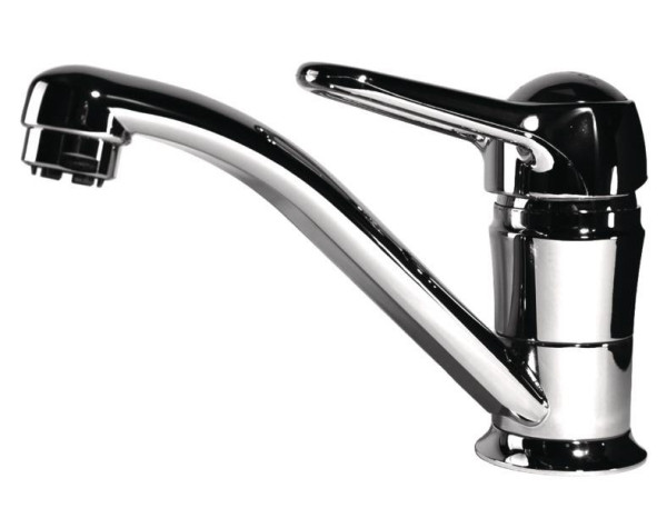 Baterie vodovodní dřezová Mixer, teplá a studená voda, pochromovaná mosaz, raménko 150 mm