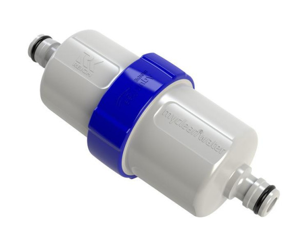 Sada plnicí vodní filtr Mycleanwater pro přípojky Gardena, rychlospojky, filtrace mikroorganismů, délka 163 mm, průměr 67,5 mm, hmotnost 250 g