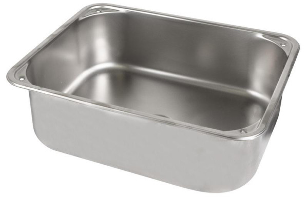 Dřez nerezový kompaktní typ E pro vestavbu, rozměry 375 × 300 × 120 mm, hmotnost 1,2 kg
