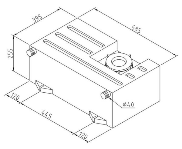 Nádrž na vodu univerzální 60 l včetně víka (pro pitnou i odpadní vodu, čistící otvor  Ř 150 mm, 2 plnicí hrdla  Ř 40 mm, žebrovaný profil pro zavěšení)