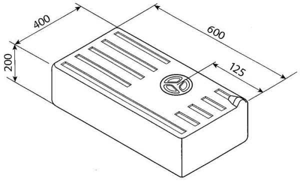 Univerzální nádrž na vodu 47 l, 600 × 400 × 200 mm (pro čerstvou i odpadní vodu, potravinářský PE)