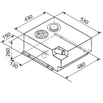 Nádrž na čistou vodu 50 l EV1111 (vestavná do sedací lavice, čistící otvor 12 cm, nálitky 4 cm a 1/2", bílá)