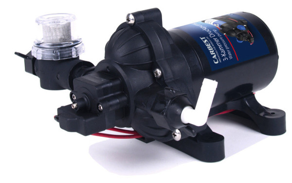 Vodní čerpadlo 3komorové tlakové – 12 V, 10 l/min, 2,8 bar s předfiltrem