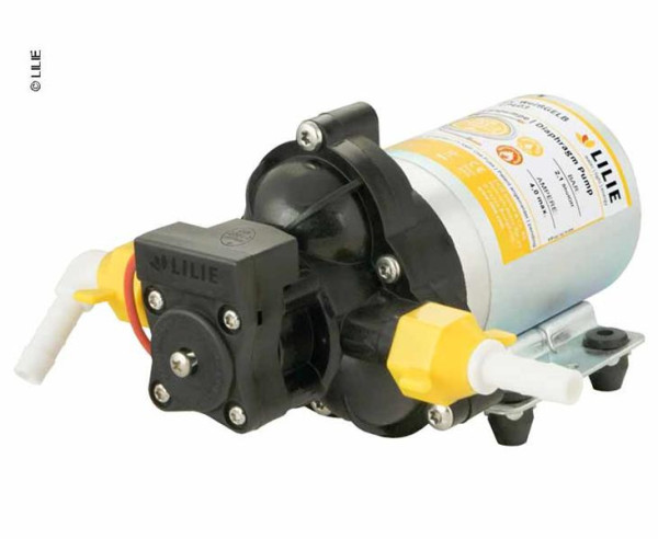 Čerpadlo membránové Lilie Shurflo Classic Serie (bílo-žluté), 12 V, výkon 7 l/min, vypínací tlak 1,4 bar, samonasávací do 2,5 m, hadičník 10 mm