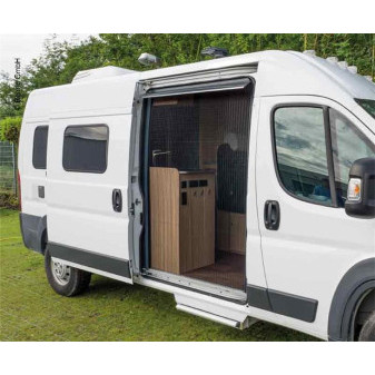 Síť proti hmyzu do posuvných dveří s rámem REMIcare VAN, Fiat Ducato (krátký rozvor, s lištou pro stůl)