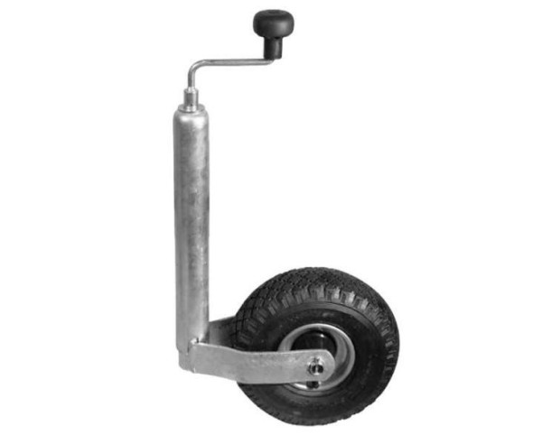 Kolečko podpěrné nafukovací 260 × 85 mm s ocelovým diskem průměr trubky 48 mm nosnost 150 kg pro přívěsy a karavany