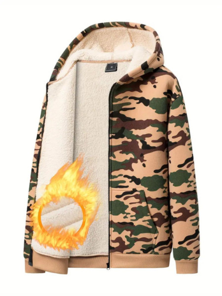 Mikina pánská, flanelová, maskáčová, khaki, XXL