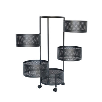 Box úložný pojízdný, 5 košů kulatých, v86cmxh30cmxš30cm