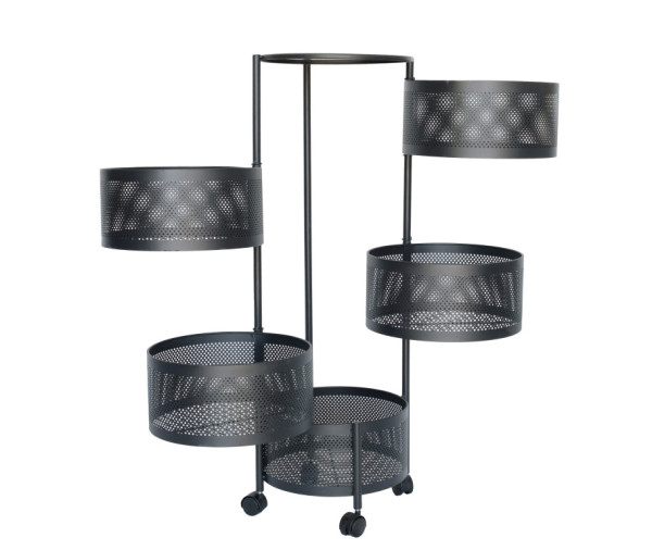 Box úložný pojízdný, 5 košů kulatých, v86cmxh30cmxš30cm