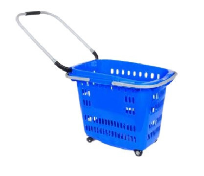 Košík nákupní plastový s kolečky, š56cmxh42cmxv46cm