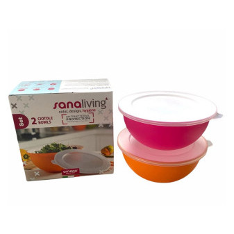 Set 2 plastových nerozbitných misek s víčky Omada Sanaliving Bowls 2x1.7l mix barev