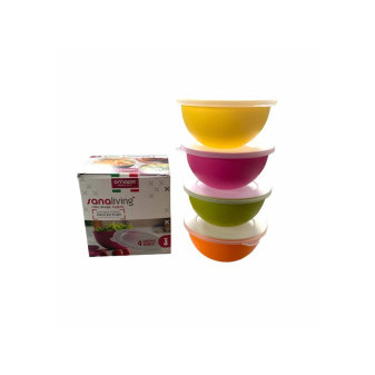 Set 4 plastových nerozbitných misek s víčky Omada Sanaliving Bowla Set 4x0.5l mix barev