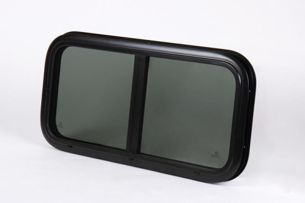 Okno posuvné z pravého skla Carbest RW-Motion (500 × 300 mm) – černý hliníkový rám