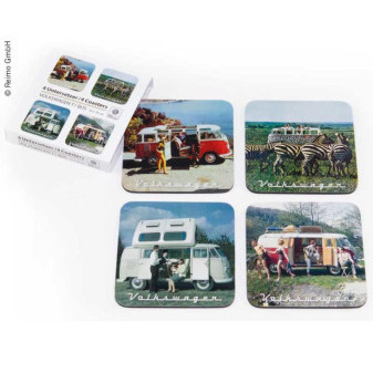 Podtácky VW Collection, sada 4 ks, nostalgické motivy