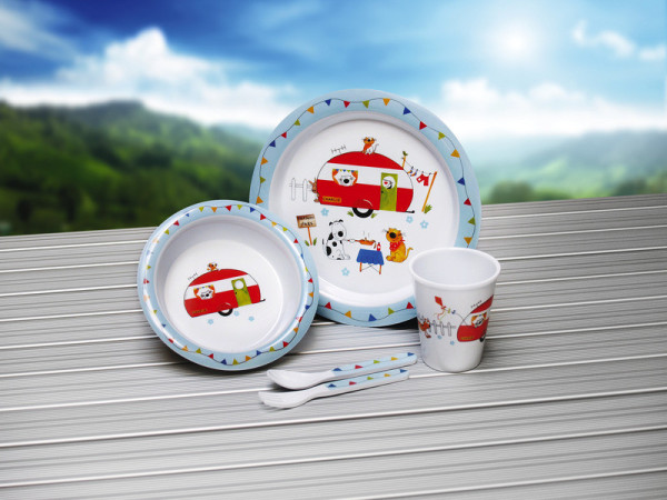 Sada dětského nádobí 'Charlie a přátelé' 5 kusů. melamin