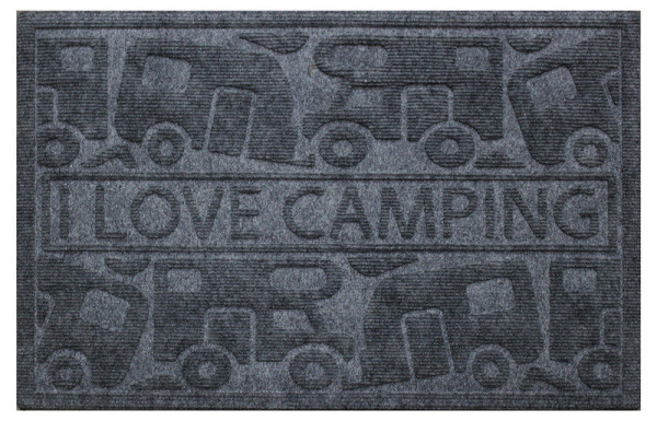 Rohožka KERA KAMP 40x60cm (centimetry), šedá, PP/guma, motiv: Obytný automobil/Karavan