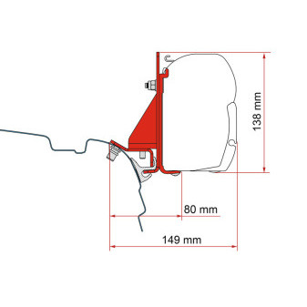Adaptér montážní Fiamma pro markýzy F45 na VW T5 / T6 pro střešní žlábek Brandrup / Reimo Combi Rail, 2 ks (12 cm), černá barva