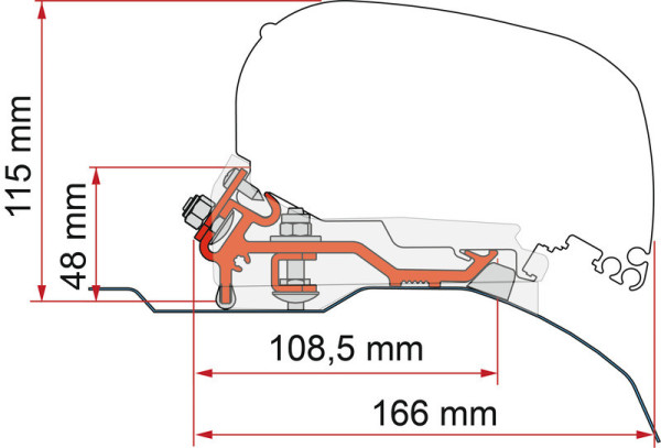 Adaptér pro markýzu Fiamma F80s / F65s (Ducato/Jumper/Boxer H2, stříbrná)