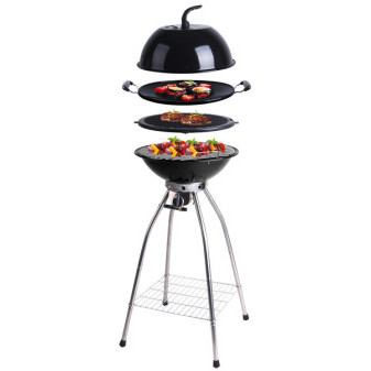 Sada plynového grilu Woki 50 mbar, multifunkční grilovací a varná stanice, výkon 3,5 kW, včetně pánve wok, roštu, desky, víka a přepravních tašek