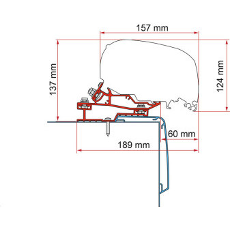 Adaptér pro montáž střešní markýzy Fiamma F80 / F65 na vozidla Rapido C55i a C86i, délka 500 cm