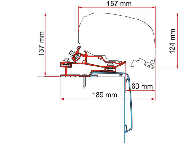 Adaptér pro montáž střešní markýzy Fiamma F80 / F65 na vozidla Rapido C55i a C86i, délka 500 cm
