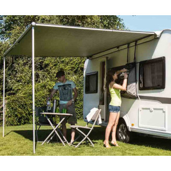 Sáčková manuální markýza Thule Omnistor 1200, šířka 3,75 m, bílé pouzdro, Safírově modrá