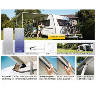 Sáčková markýza Thule Omnistor 1200, 5,0 m (pouzdro Bílá, plátno Mystic Grey, výsuv 2,5 m)