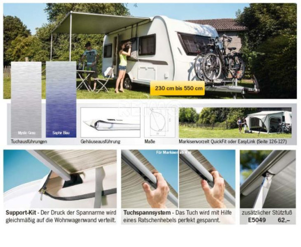 Sáčková markýza Thule Omnistor 1200, 5,0 m (pouzdro Bílá, plátno Mystic Grey, výsuv 2,5 m)