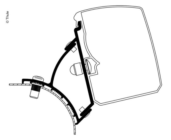 Adaptér montážní Thule pro markýzu 3200 na VW T5 / T6 (Fixed RHD – verze pro UK, sada 2 ks)