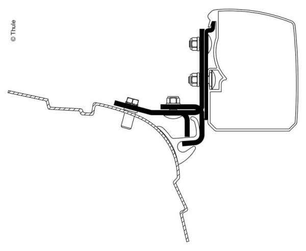 Adaptér markýzy Thule Omnistor 3200 pro VW T5 / T6 Multirail (UK verze / RHD, 2 ks)