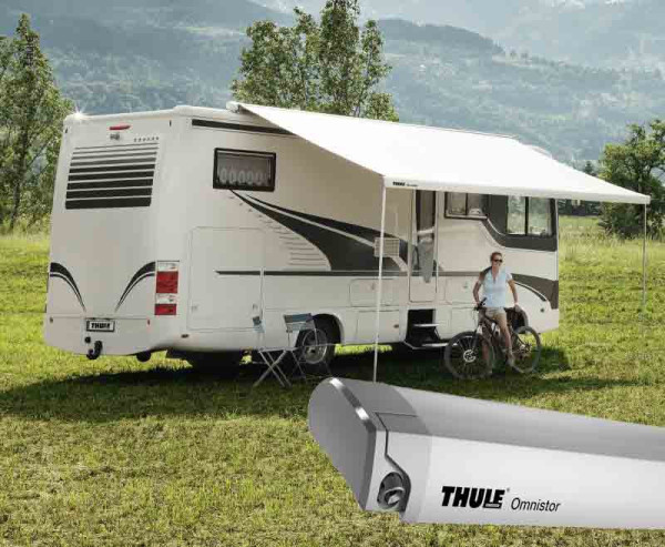 Střešní markýza Thule 9200 eloxovaná 5,5 m stříbrně šedá pro Adria Astella
