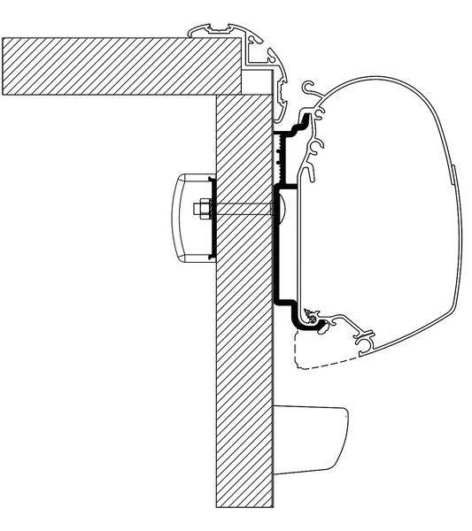 Adaptér markýzy Thule Omnistor pro obytné vozy Knaus od roku 2017 (montážní sada pro TO 5200, 2× 17,5 cm + 2× 4 cm, sada 4 ks držáků)