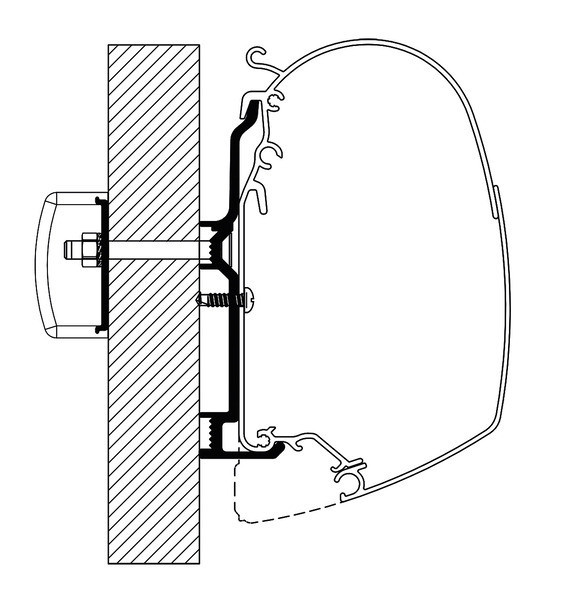 Adaptér markýzy Thule Omnistor pro obytné vozy Bürstner od roku 2017 (montážní sada pro TO 5200, 2× 40 cm + 2× 8 cm, sada 4 ks držáků)